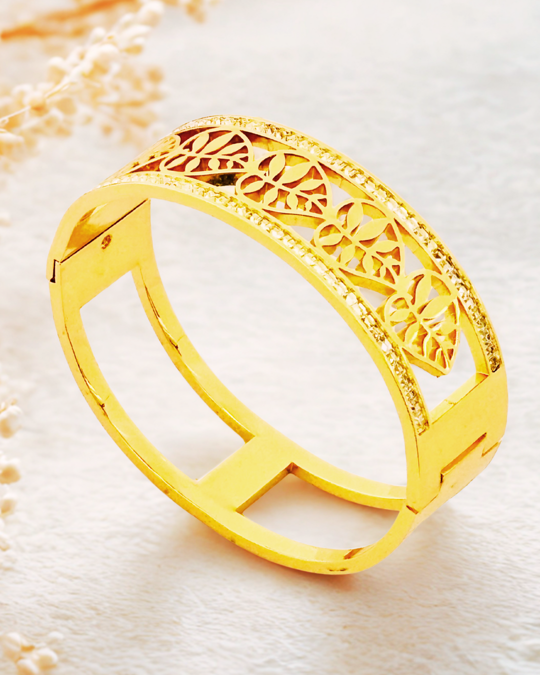 Gold-Plated Designer Cutwork Bracelet