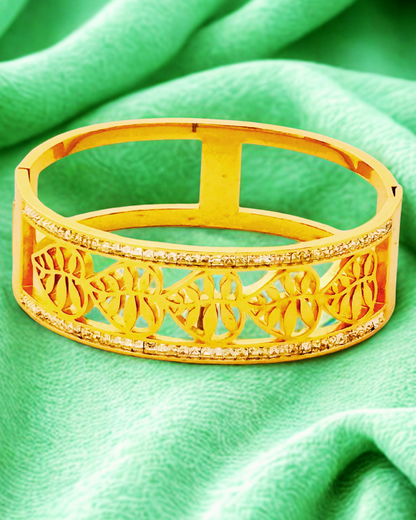 Gold-Plated Designer Cutwork Bracelet