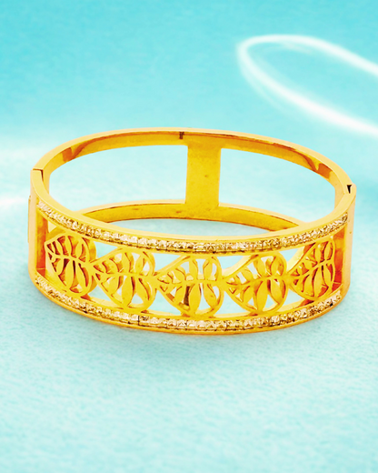 Gold-Plated Designer Cutwork Bracelet
