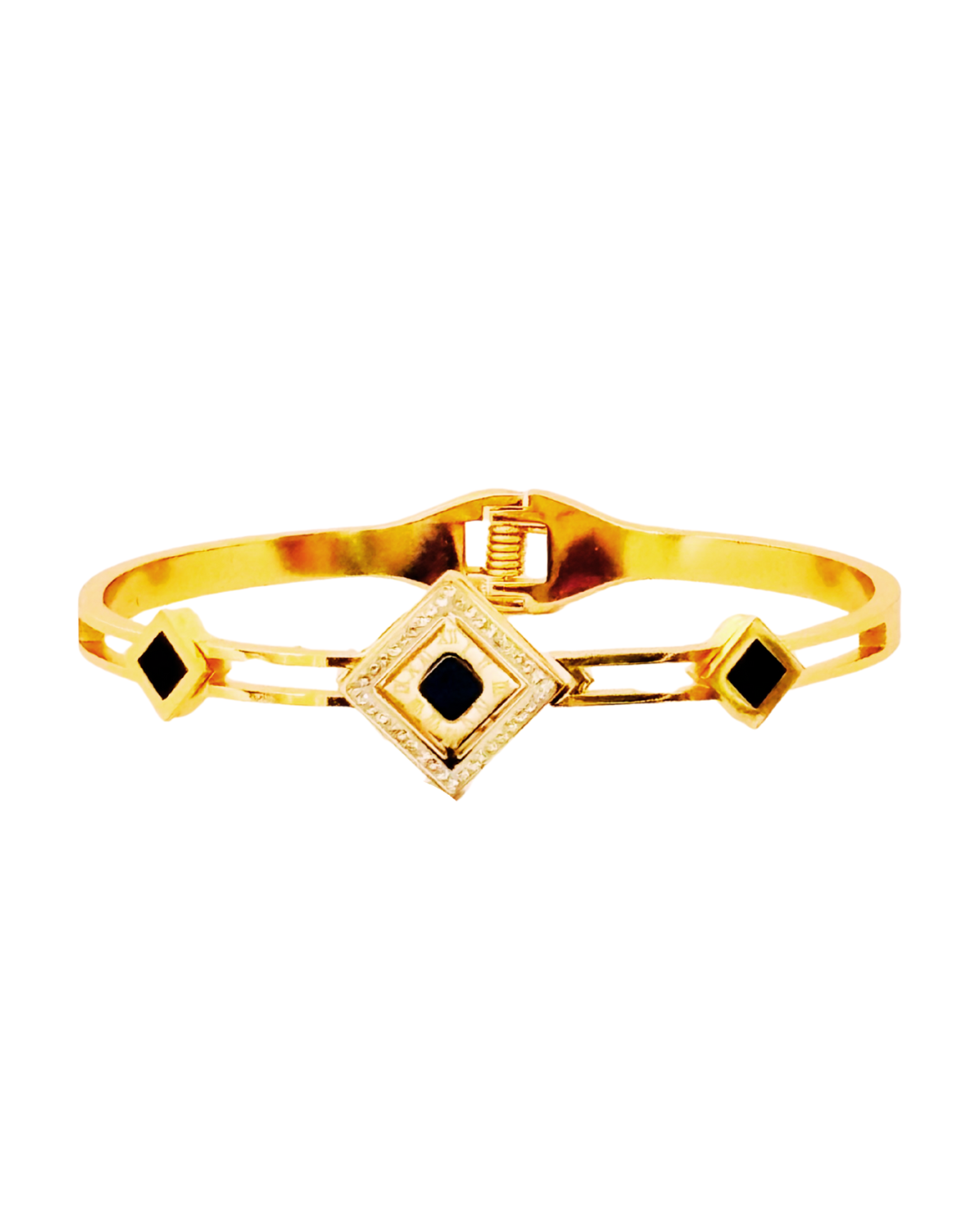 Gold-Plated Geometric Black Stone bracelet