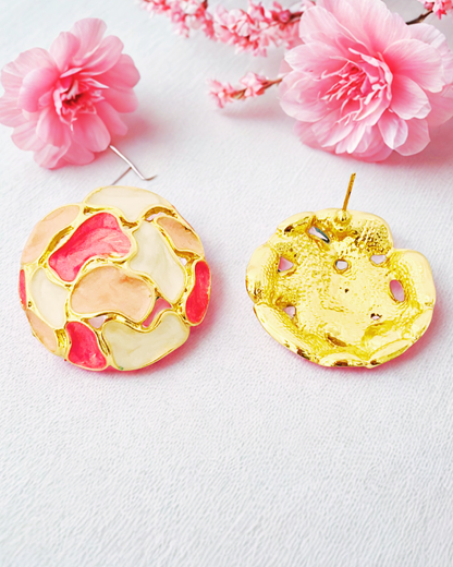 Monochrome Mosaic Dome Stud Earrings