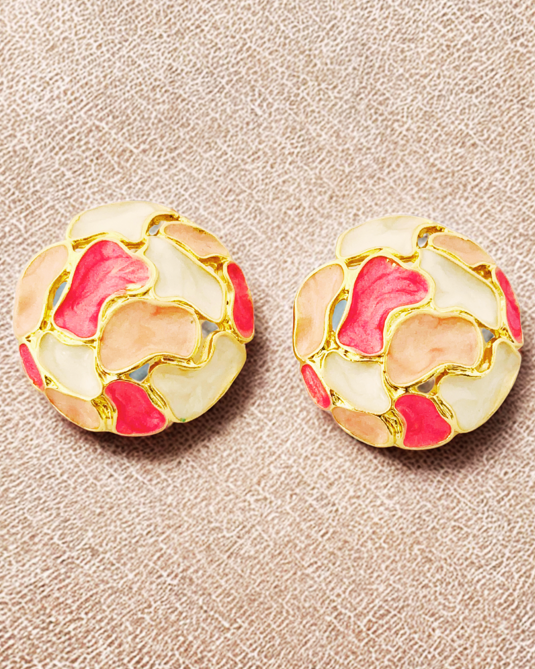 Monochrome Mosaic Dome Stud Earrings