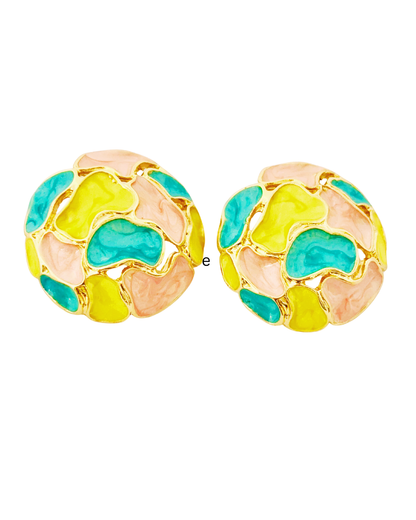 Monochrome Mosaic Dome Stud Earrings