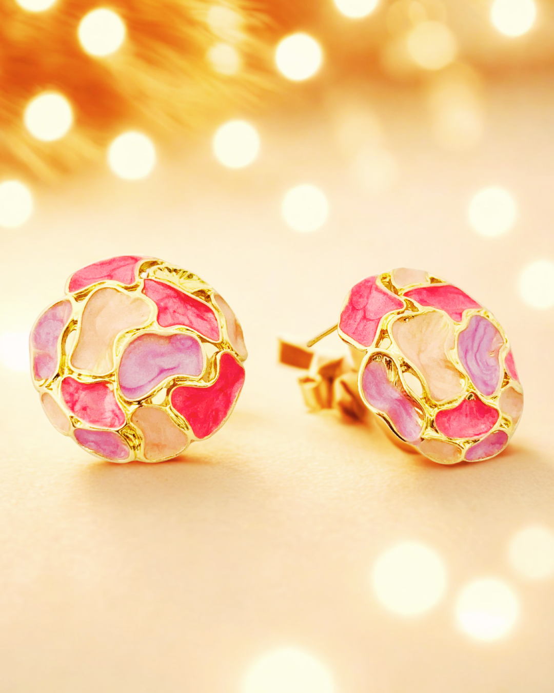 Monochrome Mosaic Dome Stud Earrings