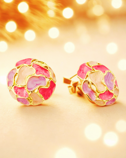 Monochrome Mosaic Dome Stud Earrings