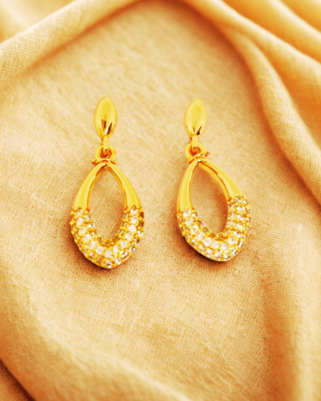 Gold-Plated Teardrop Dangle Earrings