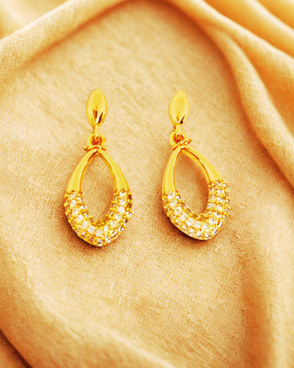 Gold-Plated Teardrop Dangle Earrings