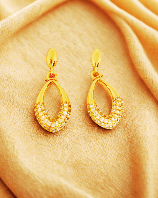 Gold-Plated Teardrop Dangle Earrings
