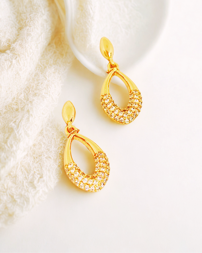 Gold-Plated Teardrop Dangle Earrings