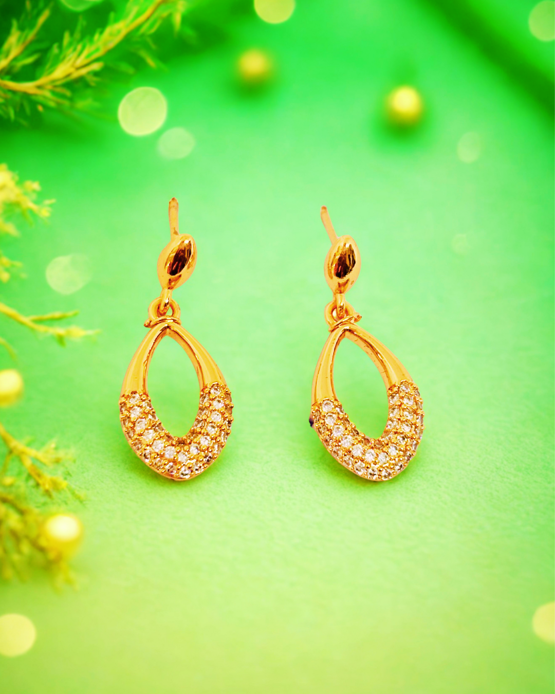 Gold-Plated Teardrop Dangle Earrings