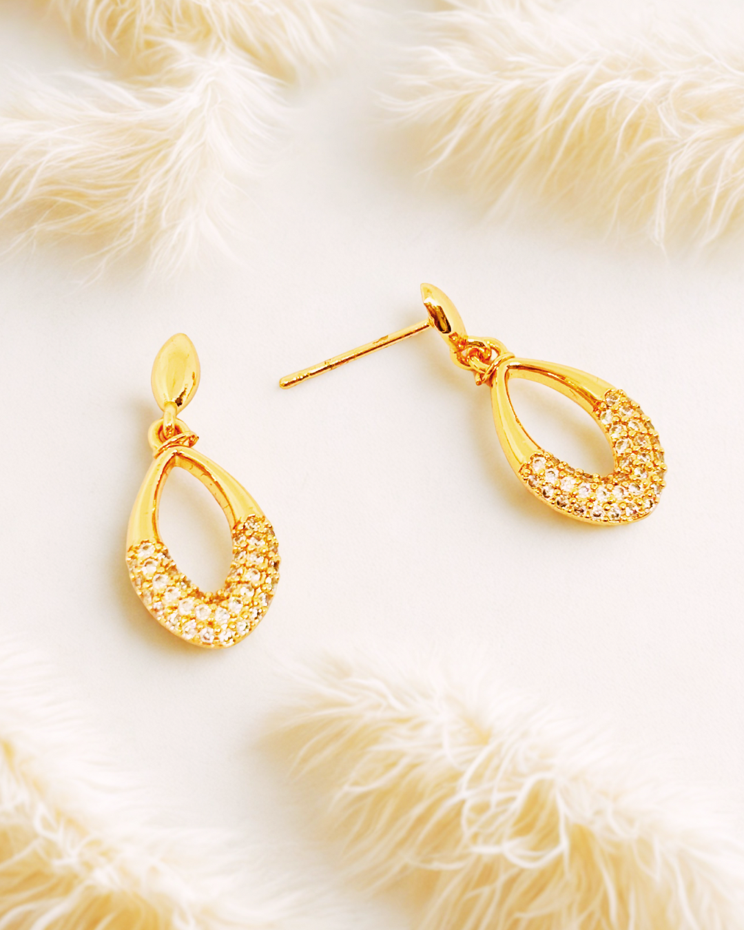 Gold-Plated Teardrop Dangle Earrings