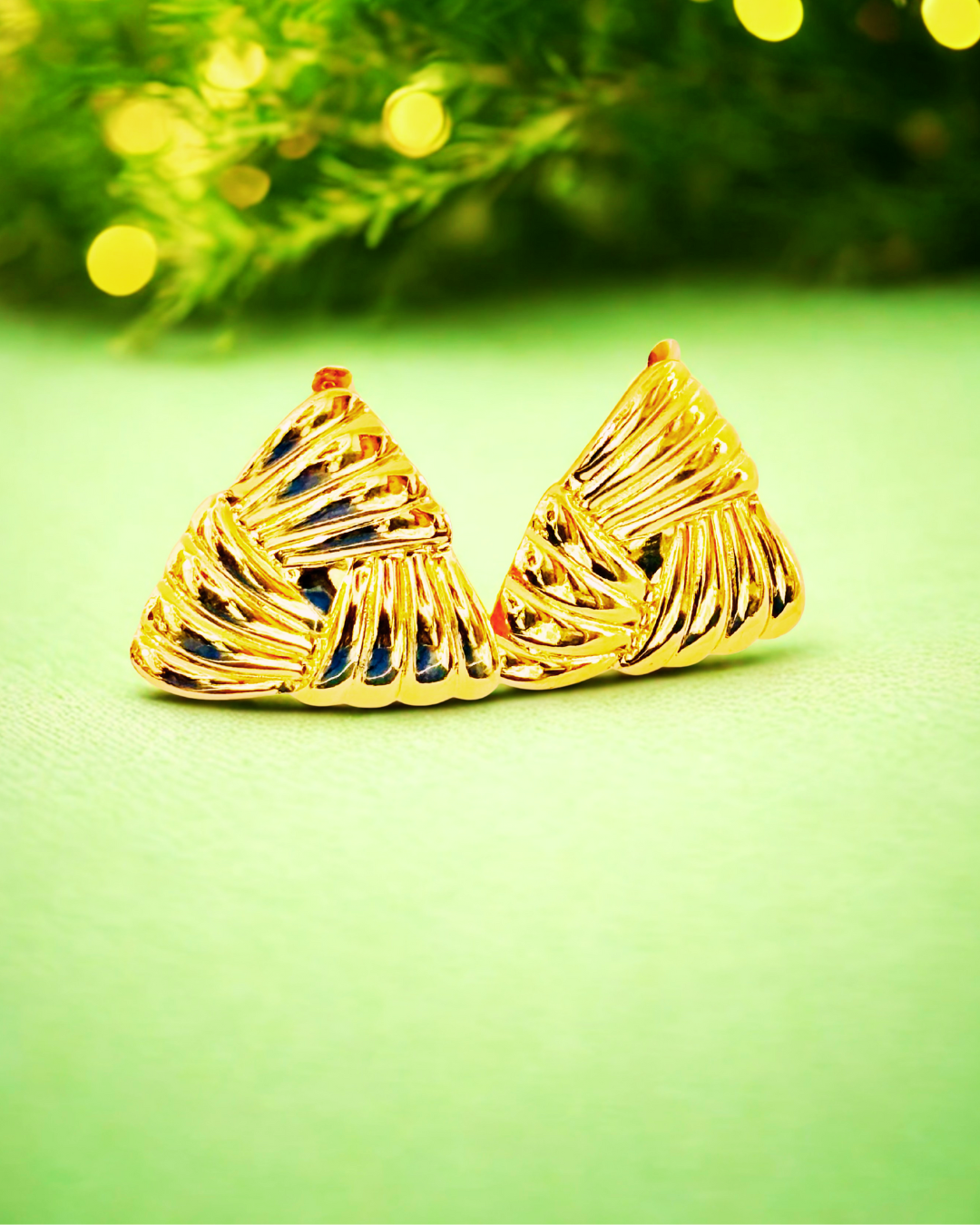 Golden Swirl Triangle Earrings