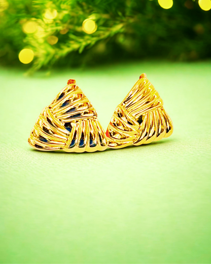 Golden Swirl Triangle Earrings