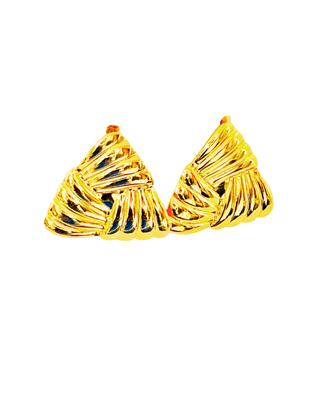 Golden Swirl Triangle Earrings