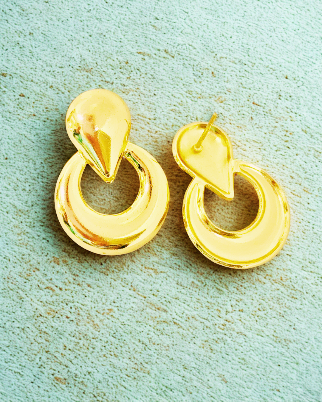 Gold-Plated Hoop Stud Earrings