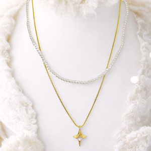 Dual-Layer Pearl and Pendant Korean Necklace