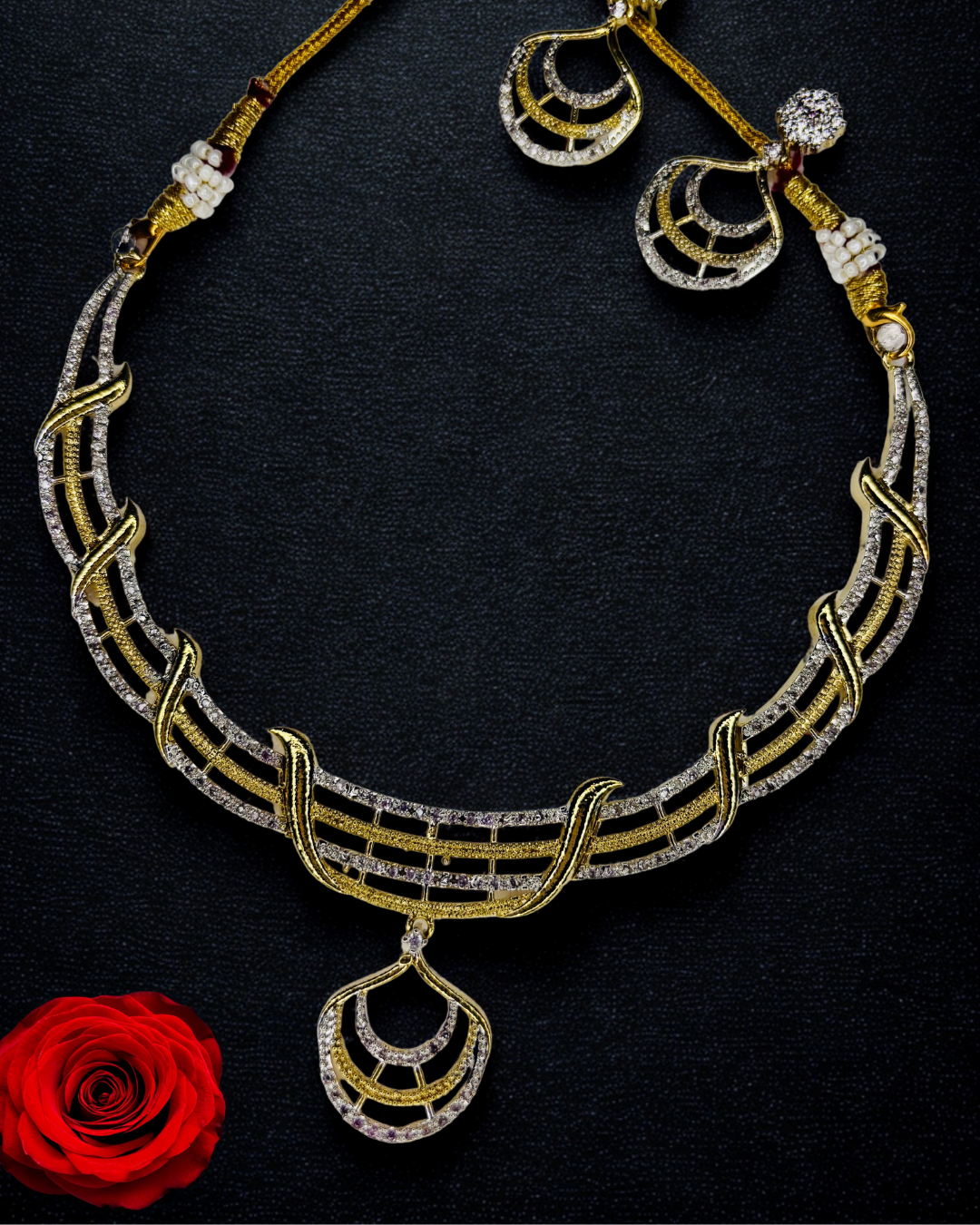 Golden AD Grace Designer Necklace Set - Image 3