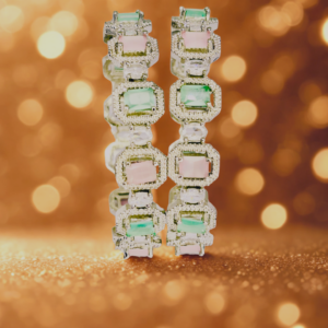 Blush Elegance Dual-Tone AD Bangles