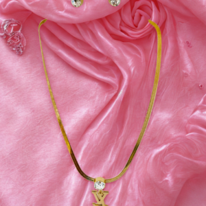Crystal Initial Pendant Necklace & Stud Korean Set