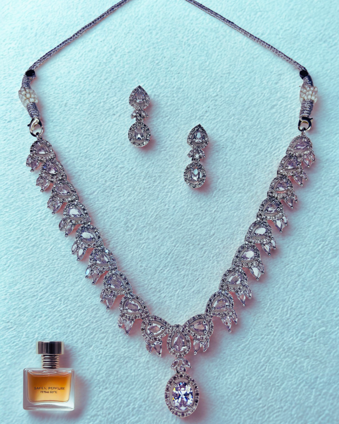 Blush Pink Stone AD Necklace Set - Image 4