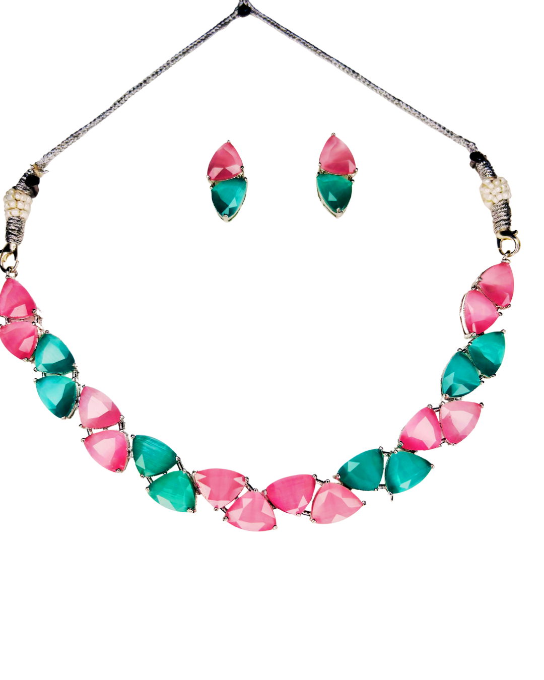 Pop Glam Dual-Tone AD Necklace Set - Image 4
