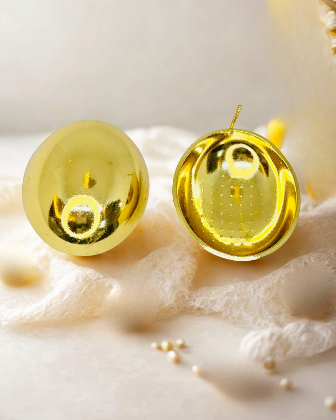Classic Golden Dome Stud Earrings - Image 3