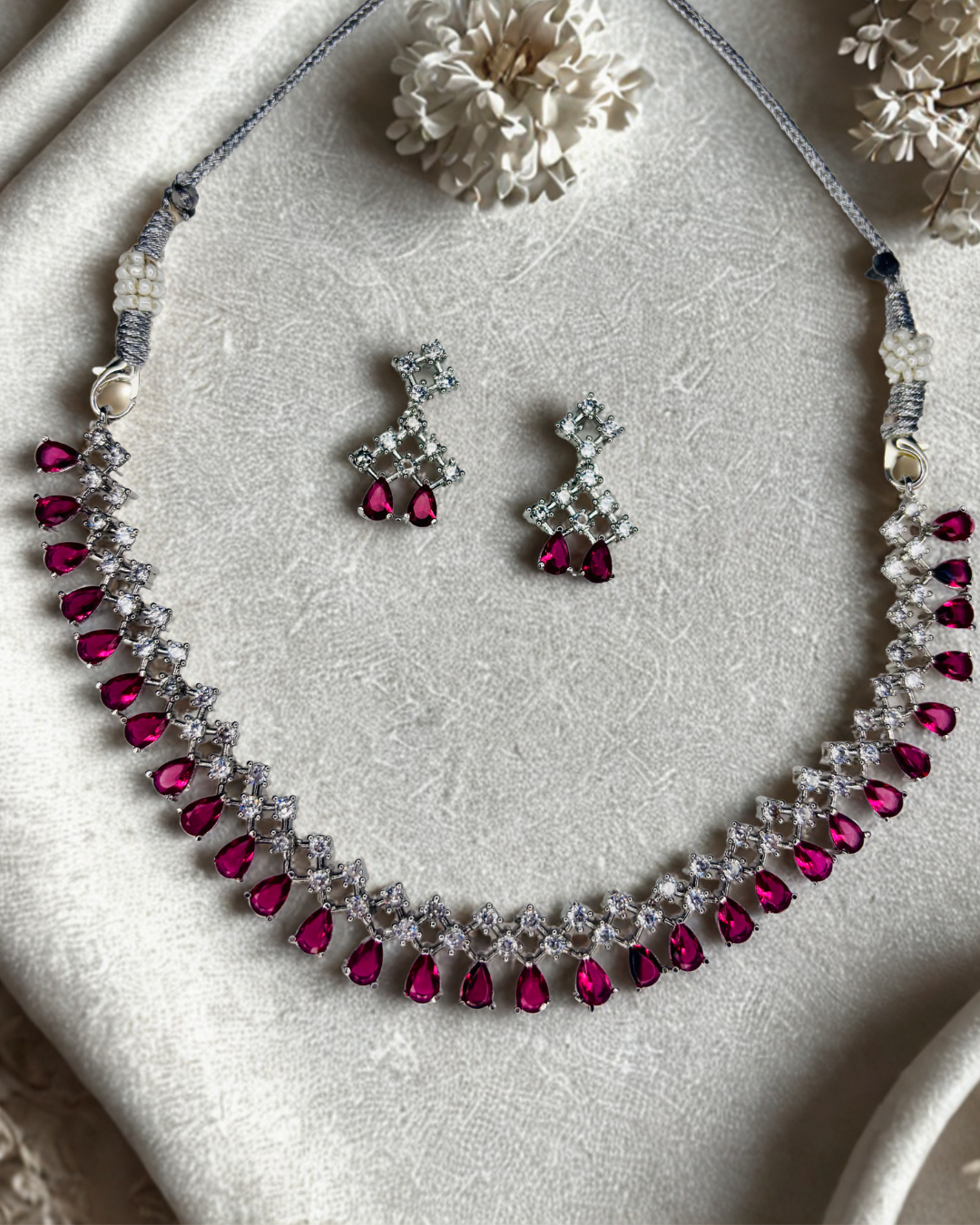 Royal Radiance Green Drop AD Necklace Set - Image 4