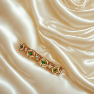 Emerald Pearl Charm Kundan Bracelet