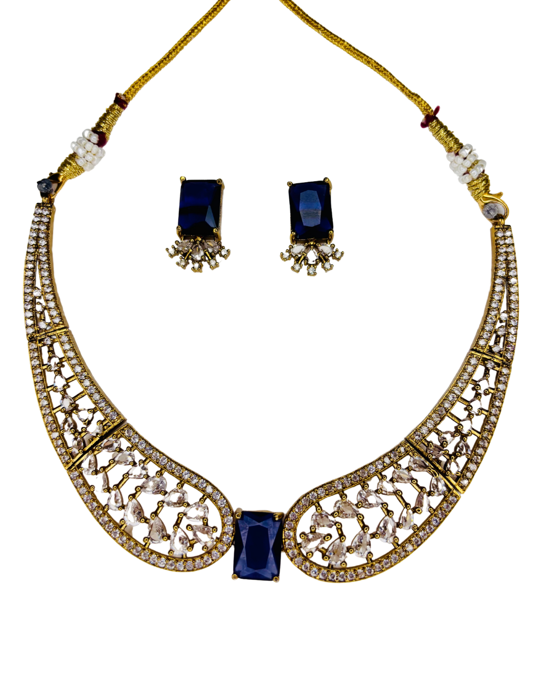 Royal Blue AD Stone Choker Set - Image 4