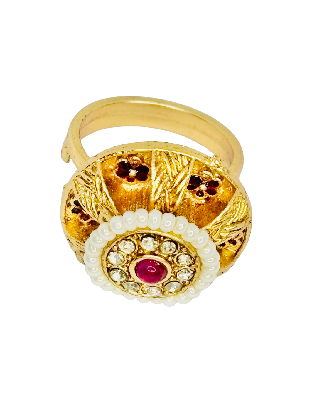 Antique Dome Pear Kundan Ring - Image 4