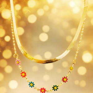 Blossom Glow Layered Korean Necklace