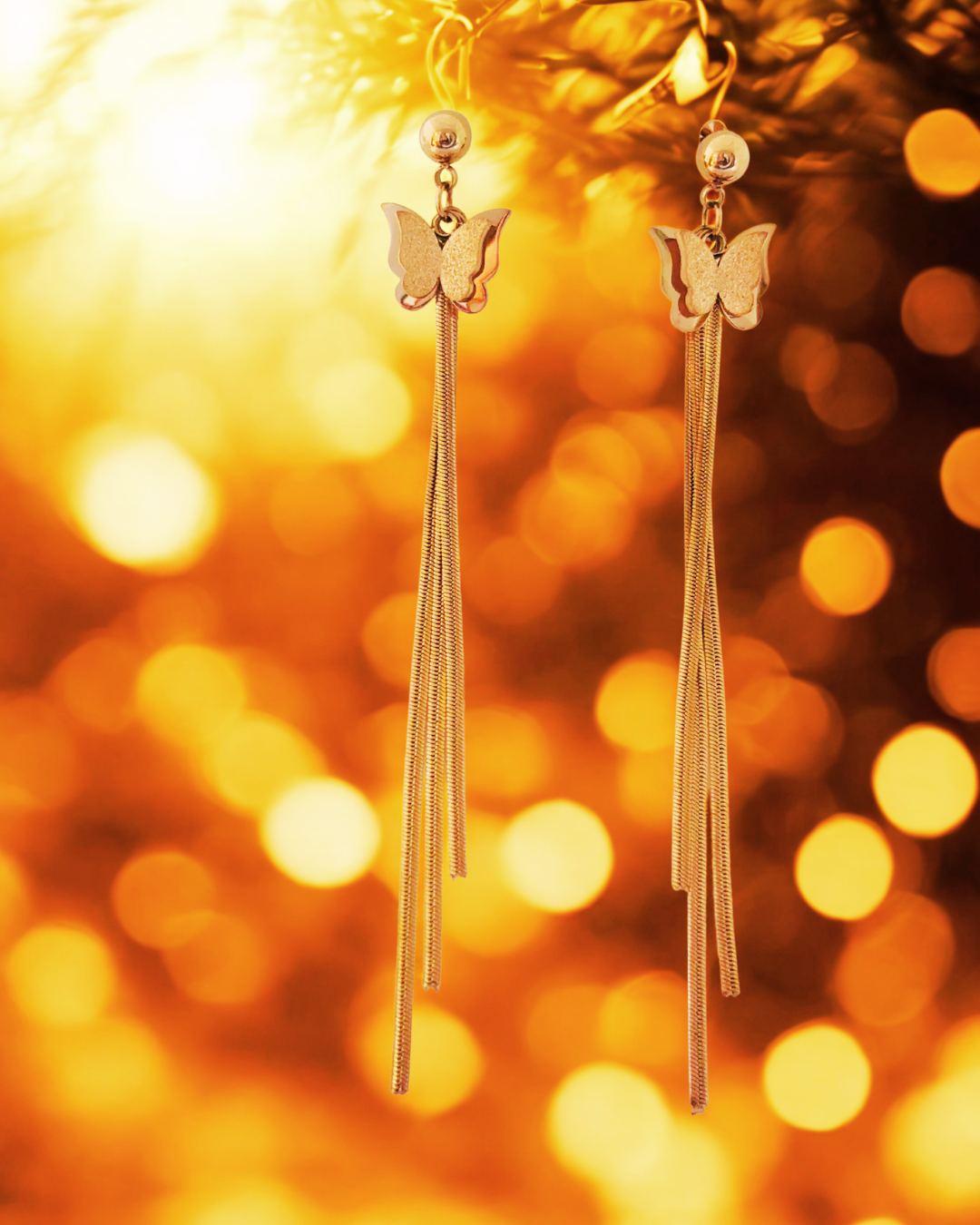 Butterfly Tassel Dangle Korean Earrings - Image 2
