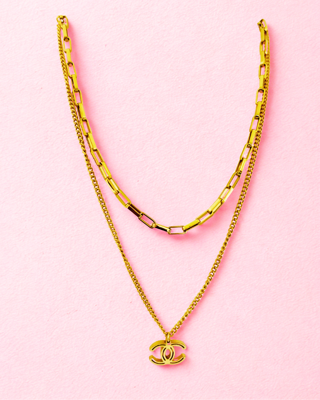 Chanel-Inspired Layered Gold Korean Necklace - Image 4