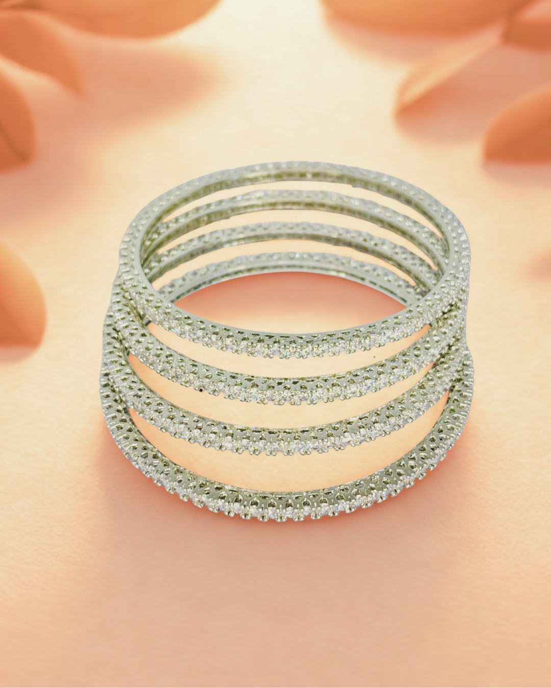 Classic CZ Gold and Silver Bangles Set - Image 3