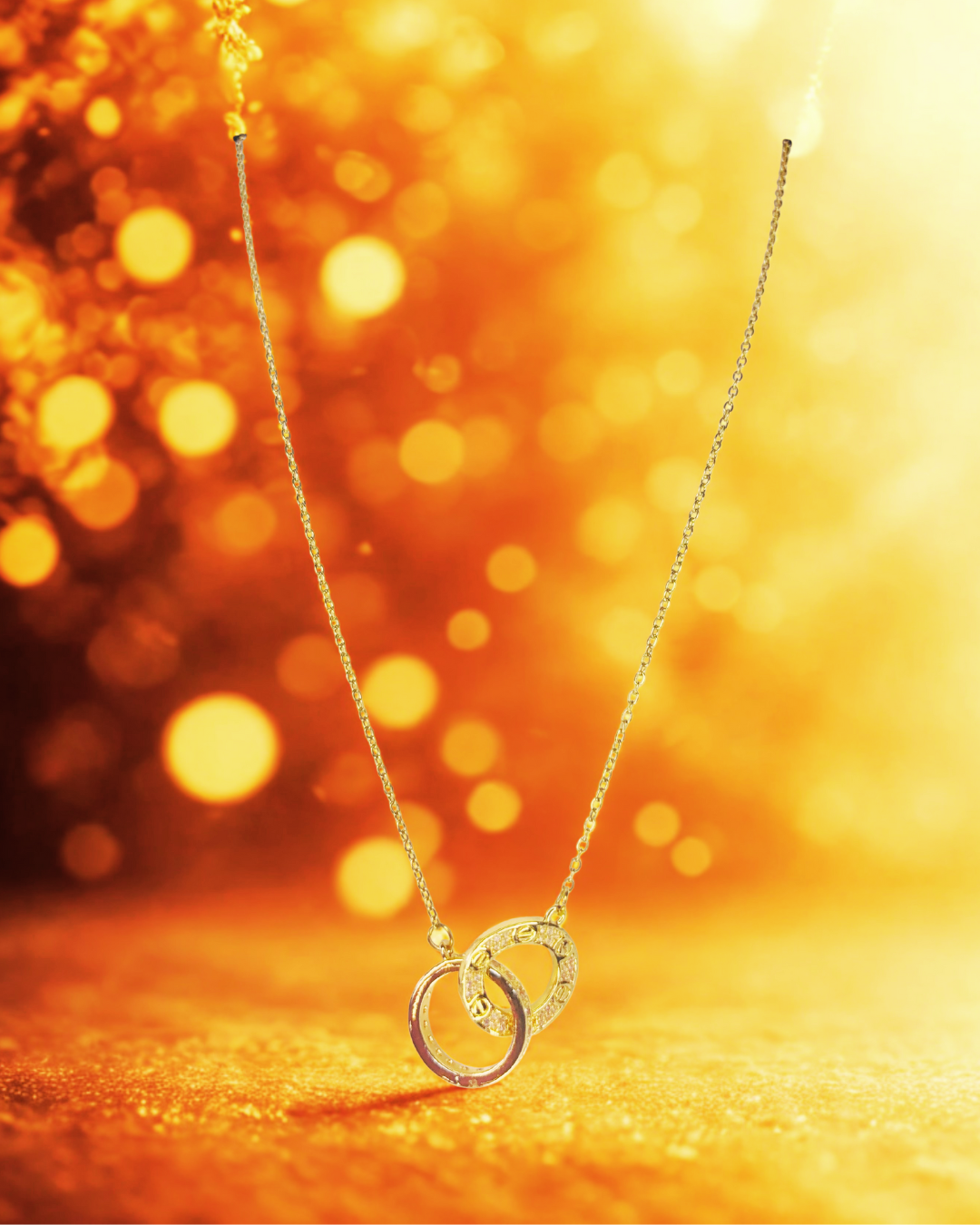 Eternal Bond Double Ring Korean Necklace - Image 4