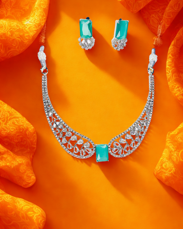 Royal Blue AD Stone Choker Set - Image 3