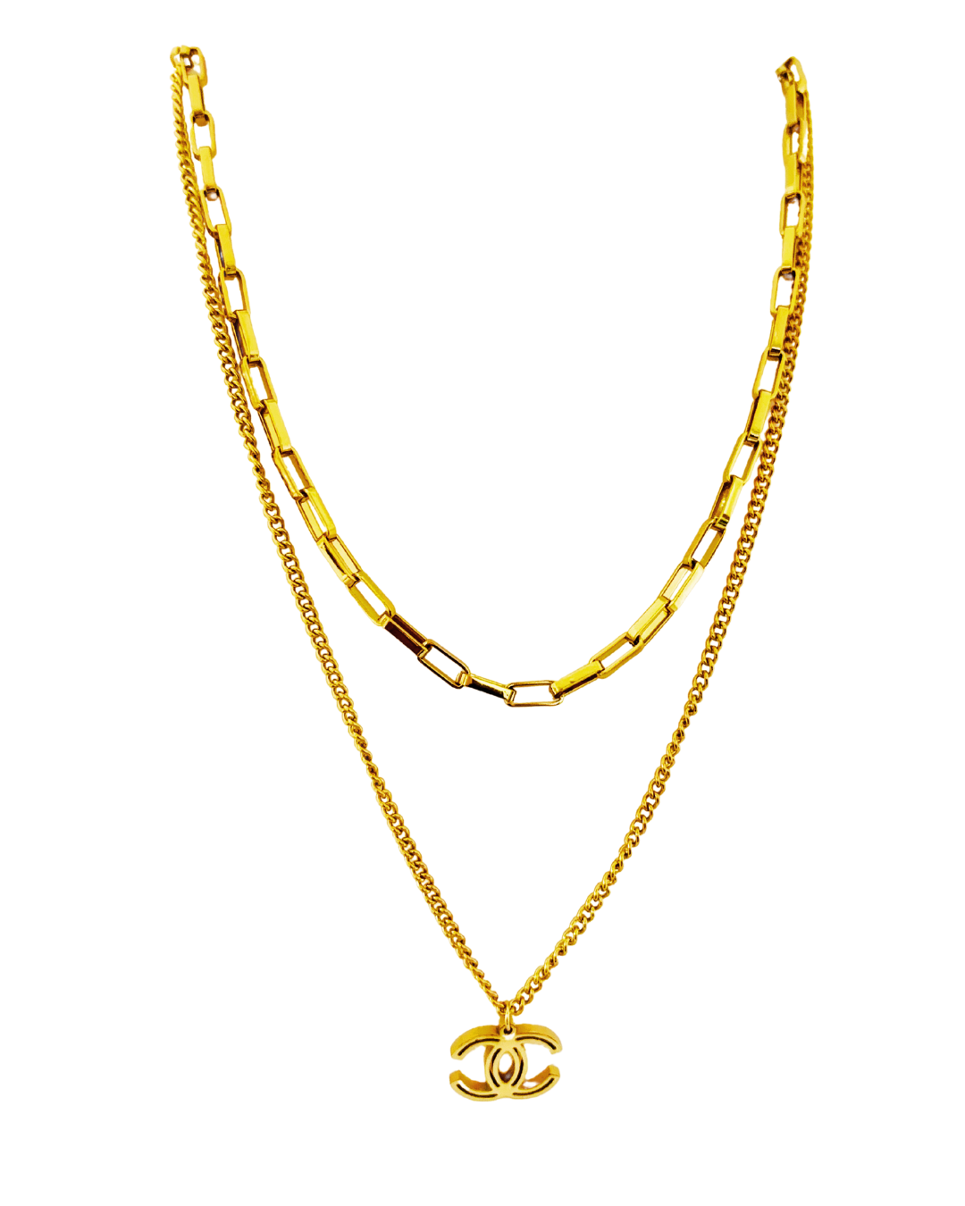 Chanel-Inspired Layered Gold Korean Necklace - Image 5
