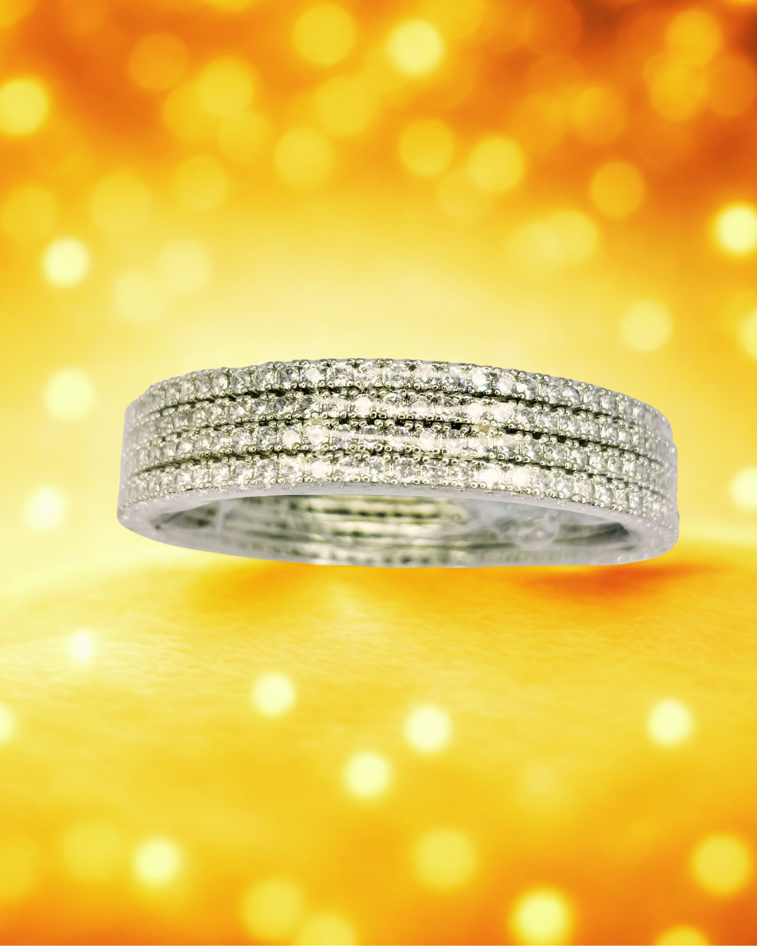 Classic CZ Gold and Silver Bangles Set - Image 2