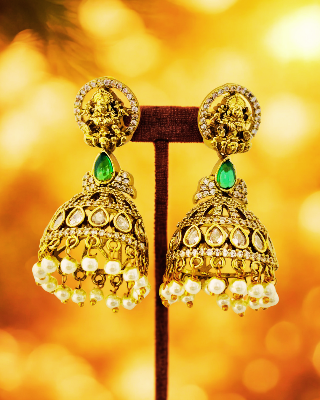 Divine Temple Jhumka Earrings - Image 3