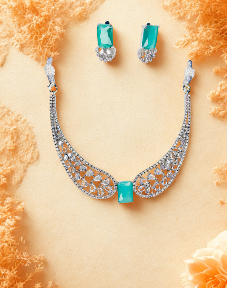Royal Blue AD Stone Choker Set - Image 2