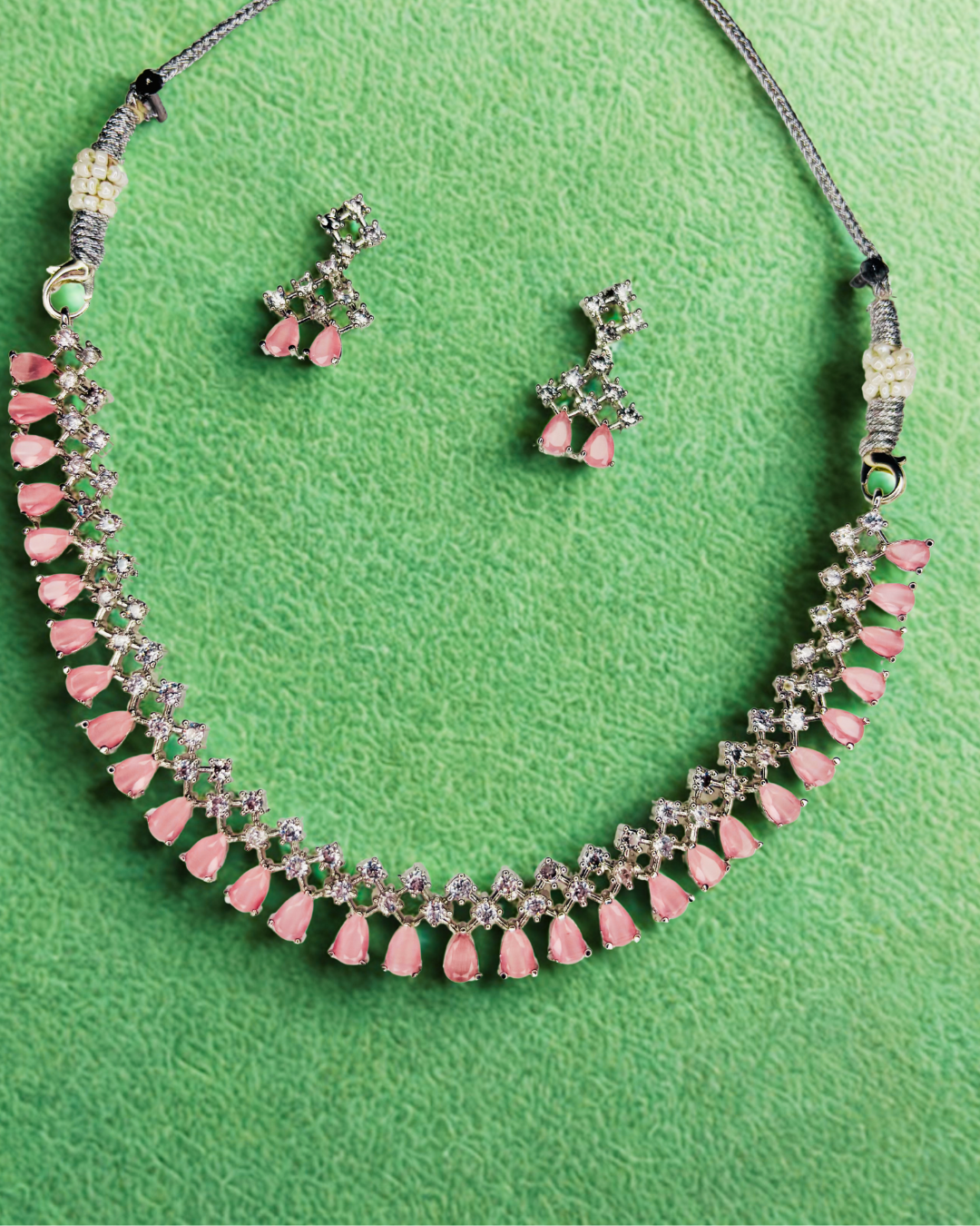 Royal Radiance Green Drop AD Necklace Set - Image 7