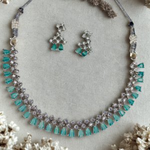 Royal Radiance Green Drop AD Necklace Set